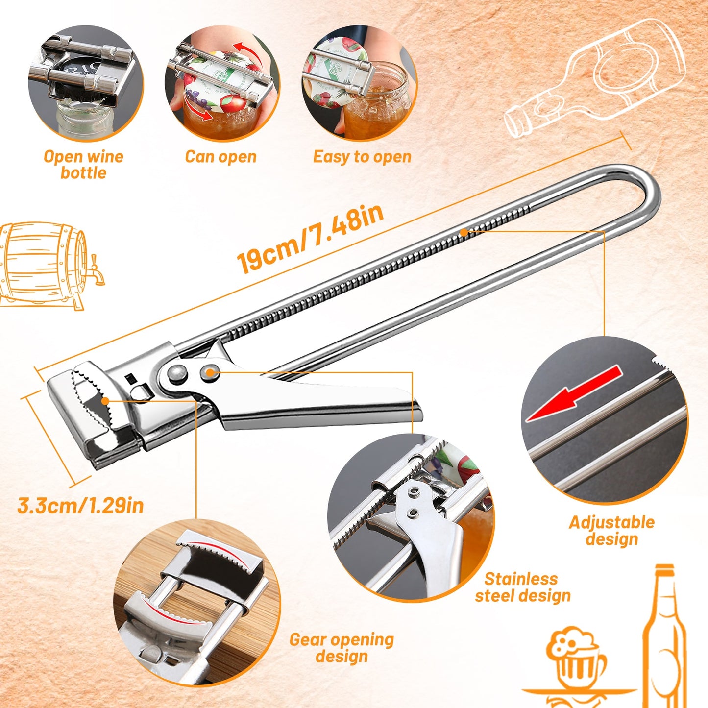 Adjustable Stainless Steel Can Opener